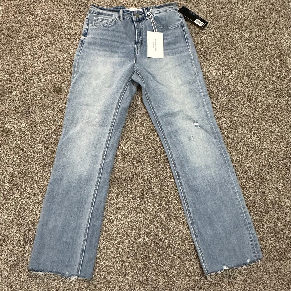 FLYING MONKEY Women's Polite High Rise Crop Straight Jeans Size 26 In Light - Picture 4 of 13